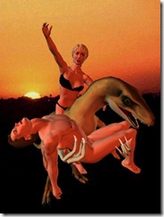 Girl riding a saurian
